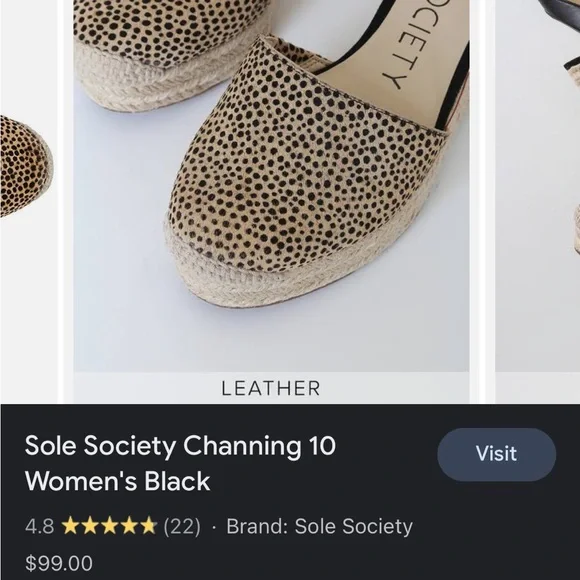 Sole Society So-Channing Black and Tan Dotted Calf Hair Espadrille Wedges - Picture 14 of 16